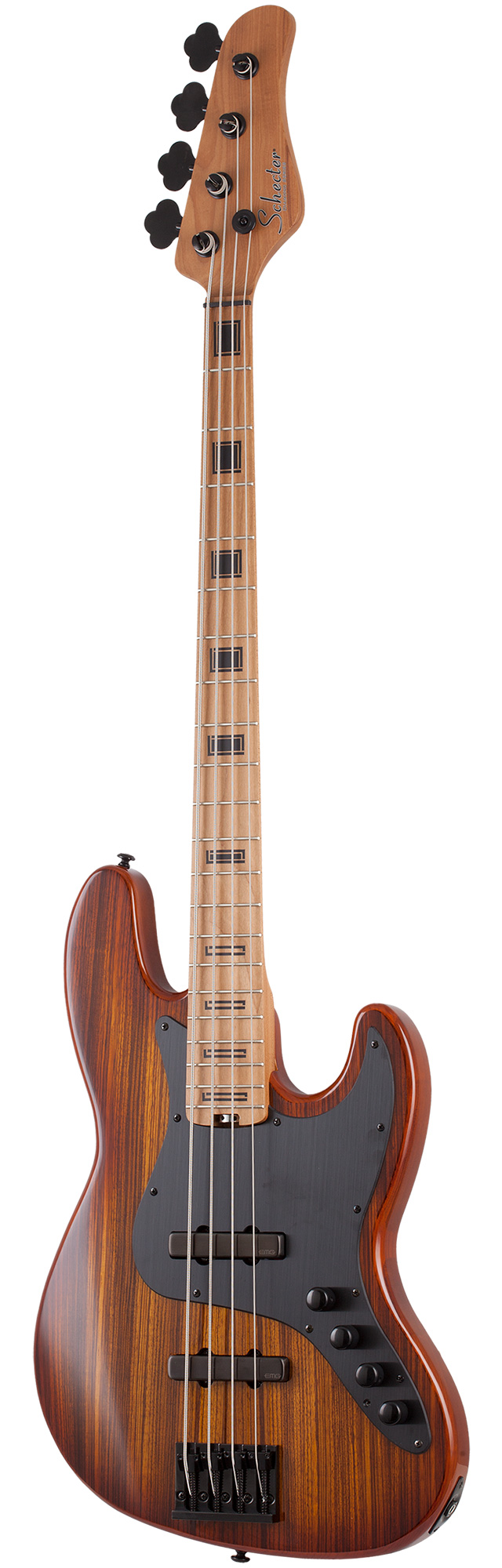 Бас-гитара SCHECTER J-4 EXOTIC, 4 струны, болотный ясень/зебравуд, 21 лад, EMG Metal Works SJ, FVSB