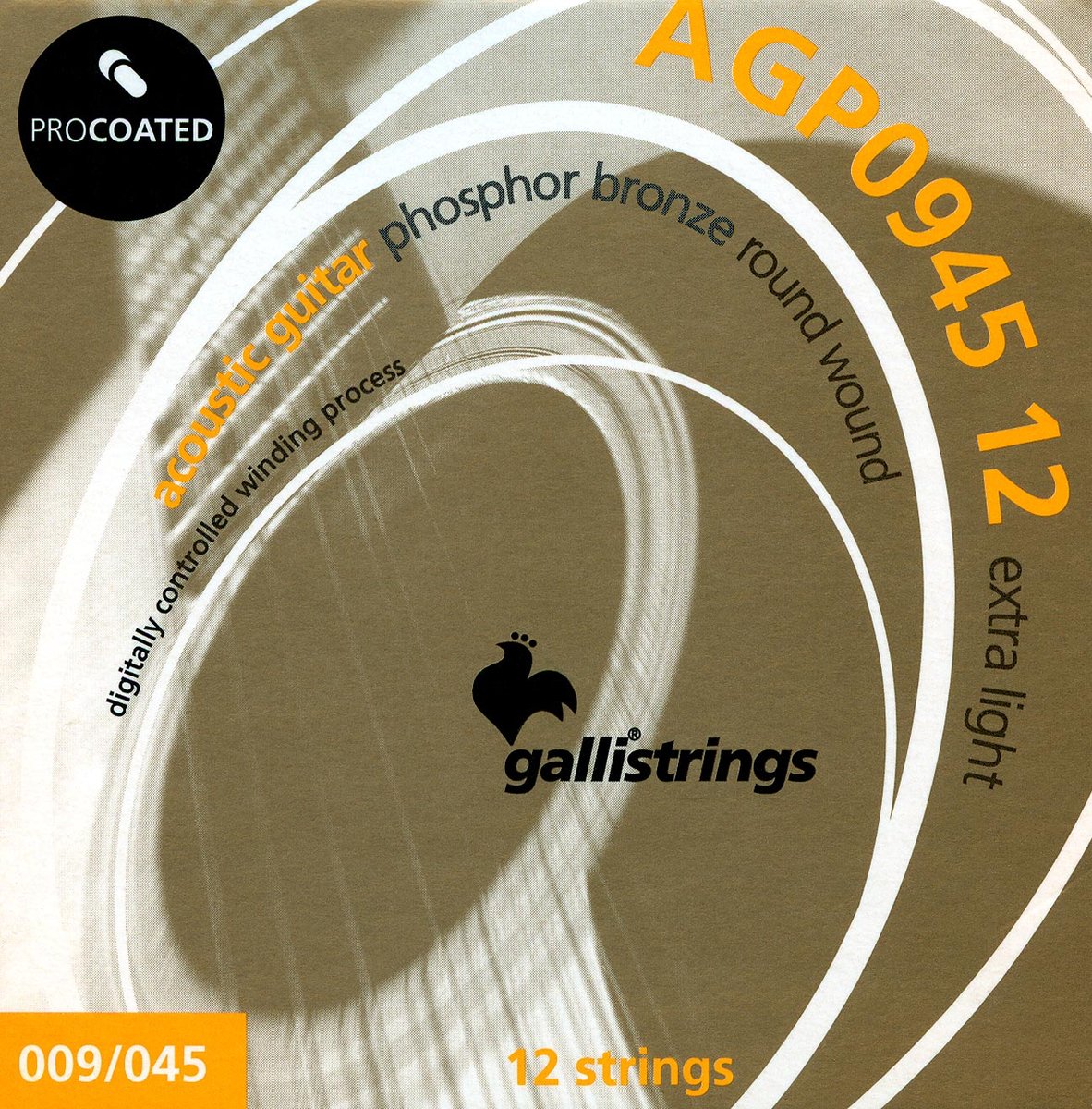 Комплект струн GALLI STRINGS AGP0945-12 для 12-струнной акустической гитары, 9-26