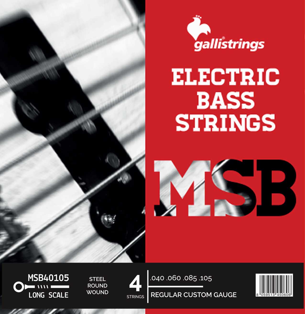 Комплект струн GALLI STRINGS MSB40105 для 4-струнной бас-гитары, 40-105