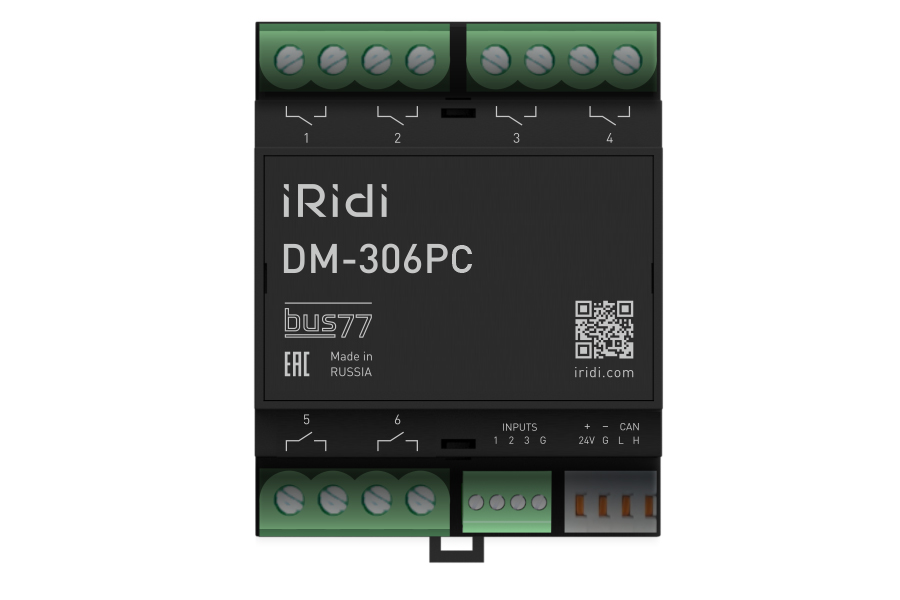 Релейный модуль iRidi DM-306PC, 6 реле 16А, 3 дискретных входа