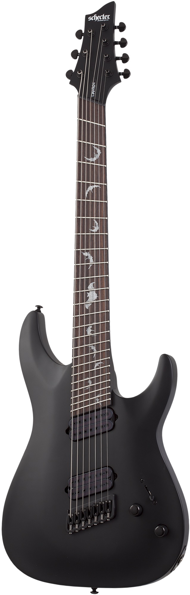 Электрогитара SCHECTER DAMIEN-7 MS SBK, 7 струн, мультимензур, Satin Black