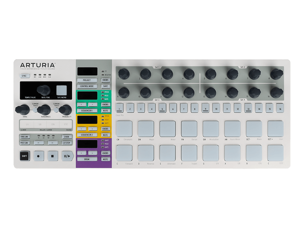 MIDI-контроллер Arturia BeatStep Pro, 2×64-шаговых секвенсора, 16-трековый секвенсор ударных, CV/GATE, 16 пэдов