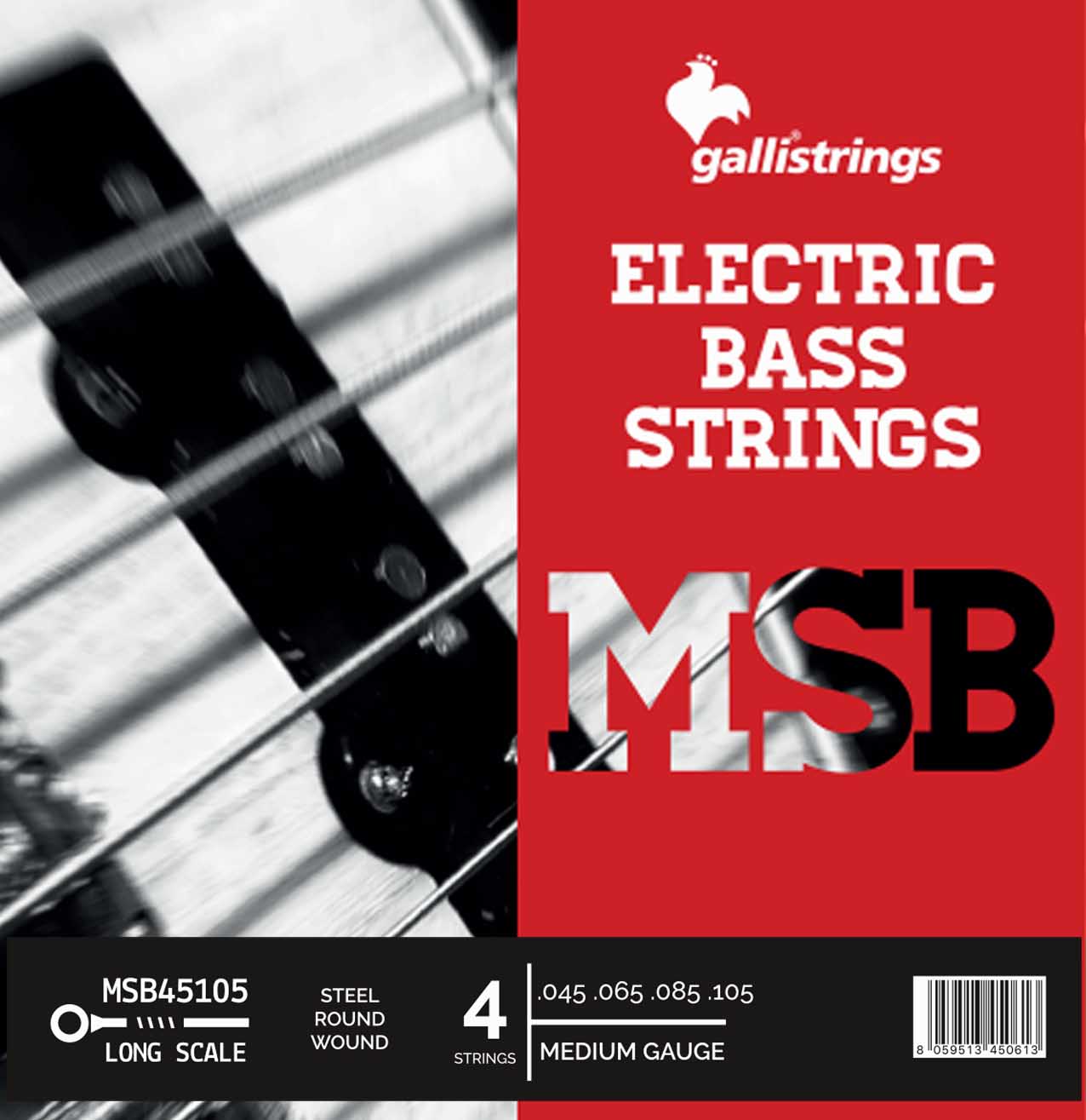 Комплект струн GALLI STRINGS MSB45105, для бас-гитары, 45-105, Medium