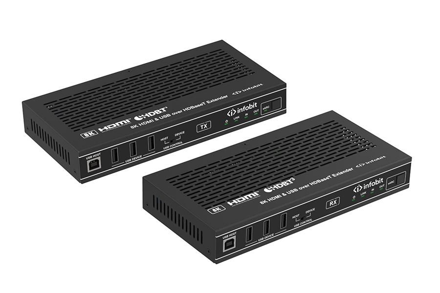 Удлинитель сигнала Infobit iTrans E90U8K, 8K/30, USB 2.0, 90м