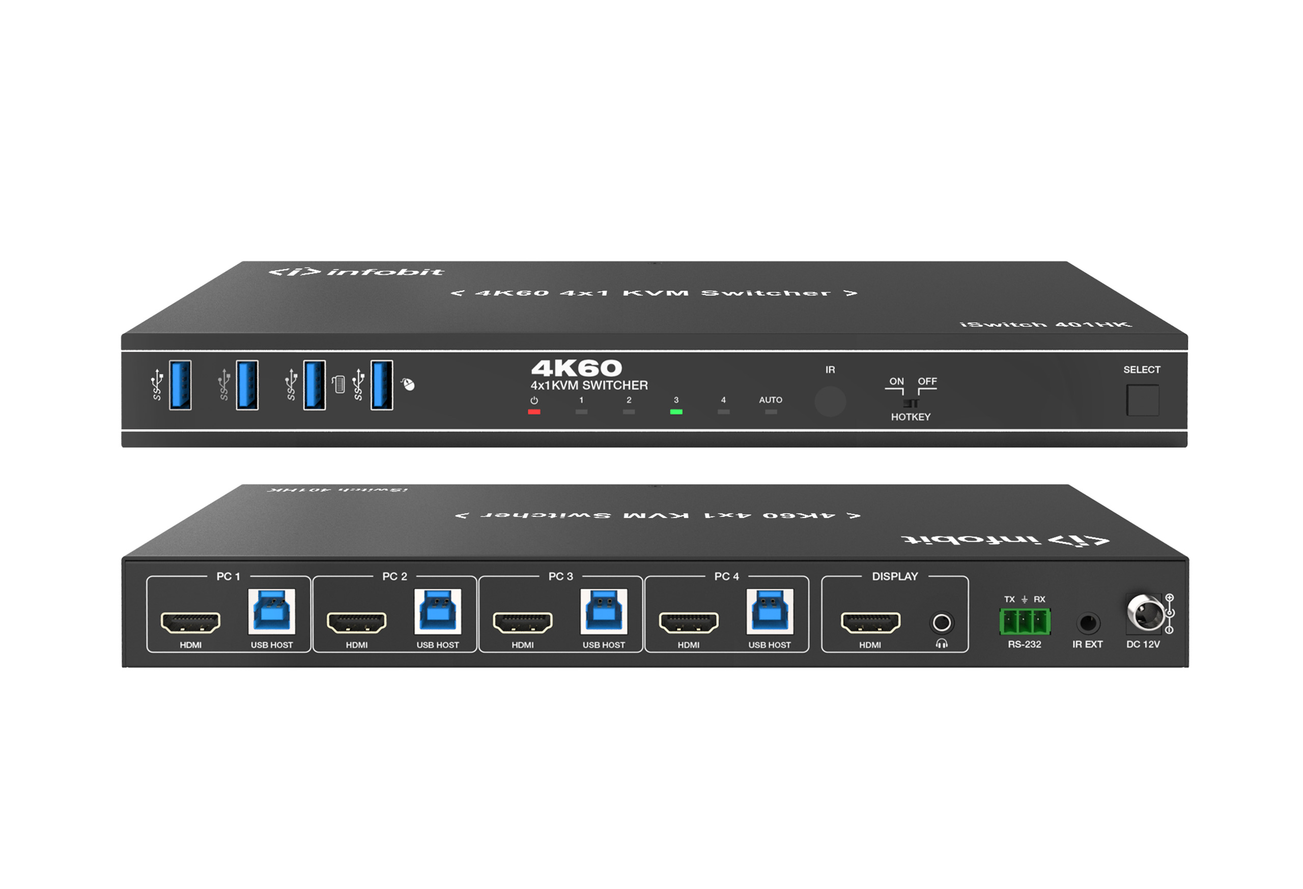 KVM-переключатель Infobit iSwitch 401HK, 4K60 HDMI 4x1