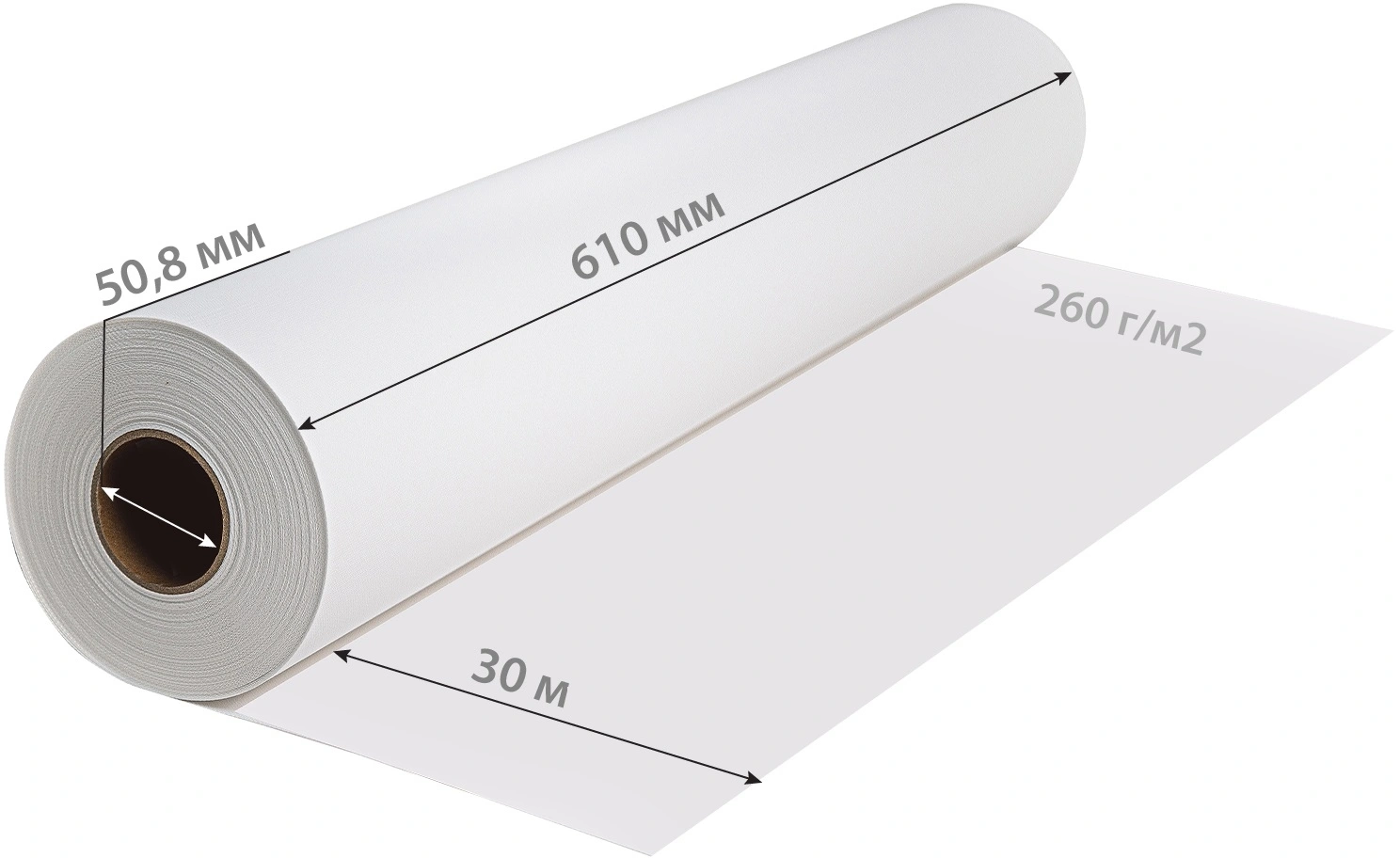 Холст Cactus CS-MC260-61030, 610 мм×30 м, 260 г/м², матовый, для струйной печати