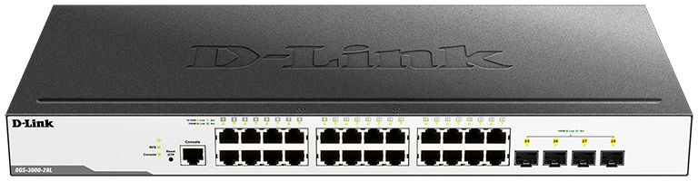 Коммутатор D-Link DGS-3000-28L/B1A, L2, 24×1GbE, 4×SFP