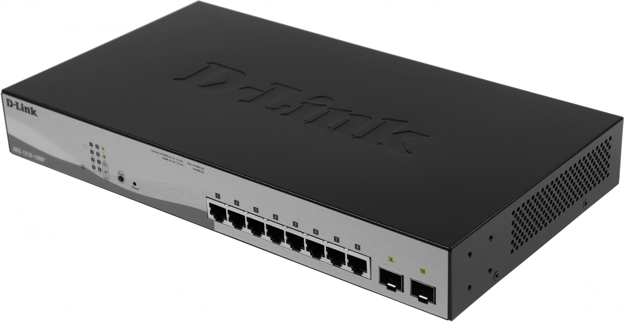 Коммутатор D-Link DGS-1210-10MP/F3A, L2, 8×1GbE PoE, 2×SFP, PoE-бюджет 130 Вт