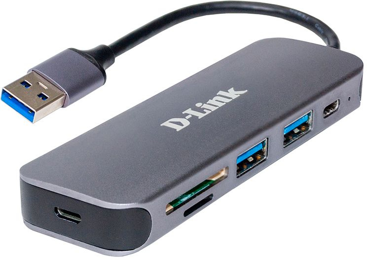 USB-хаб D-Link DUB-1325/A1A, 2×USB 3.0, USB-C, SD/microSD