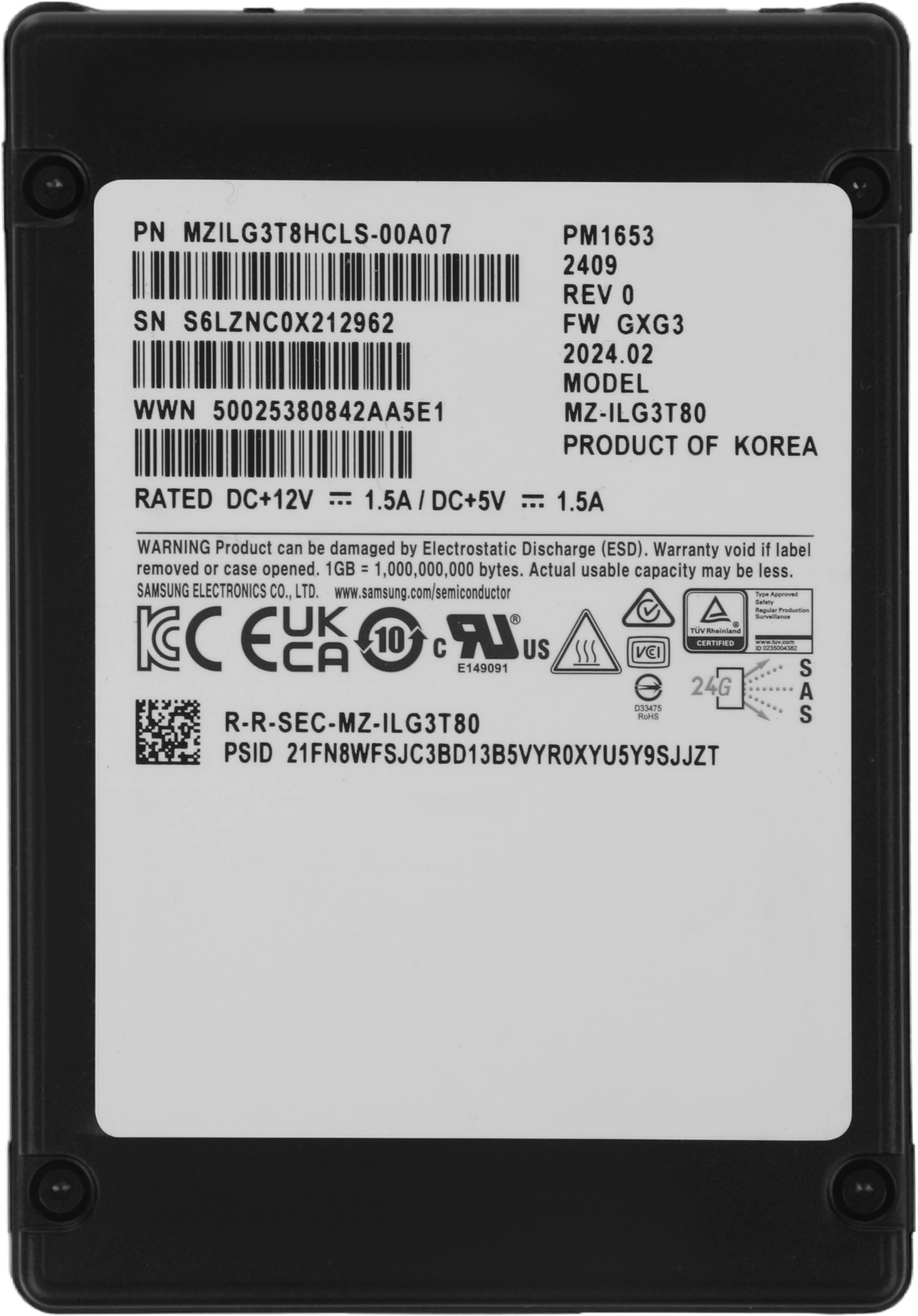 SSD Samsung MZILG3T8HCLS-00A07, 3.84ТБ, SAS 24Gb/s, 2.5"