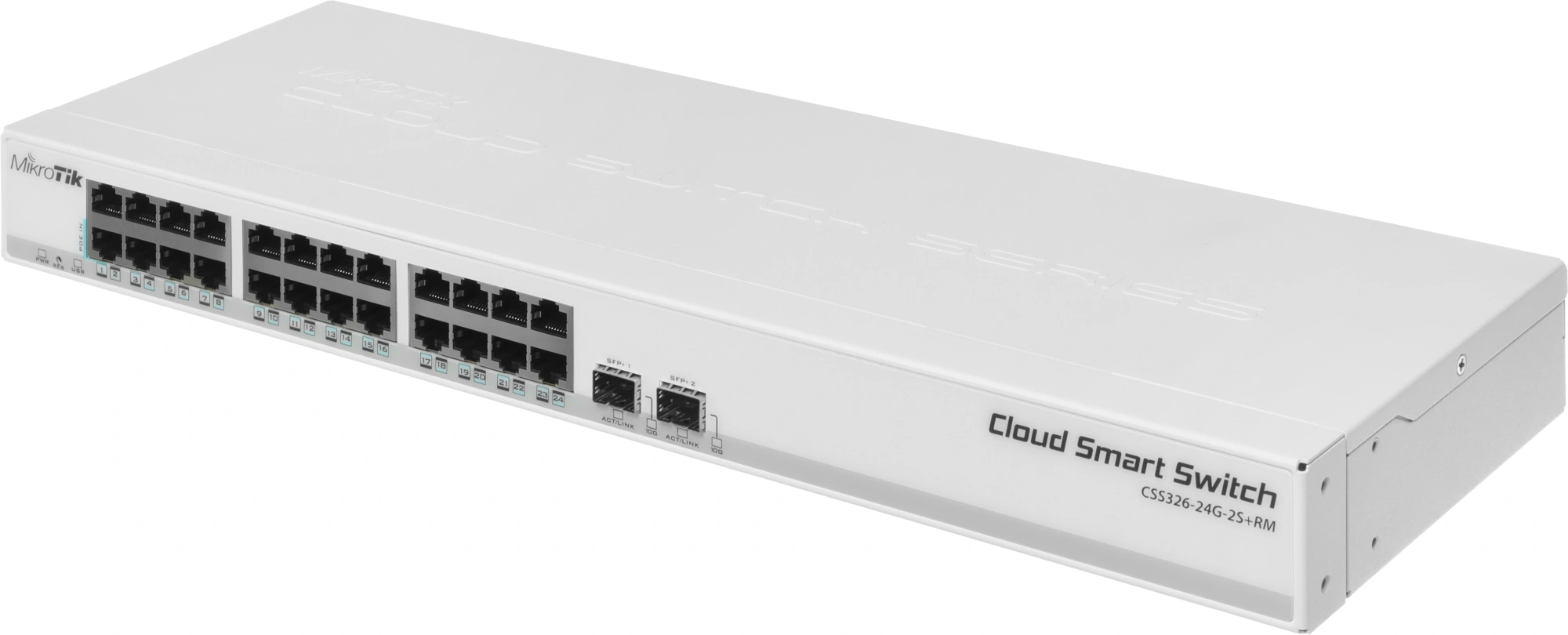 Коммутатор MikroTik CSS326-24G-2S+RM, L2, 24×1GbE, 2×SFP+, 1U