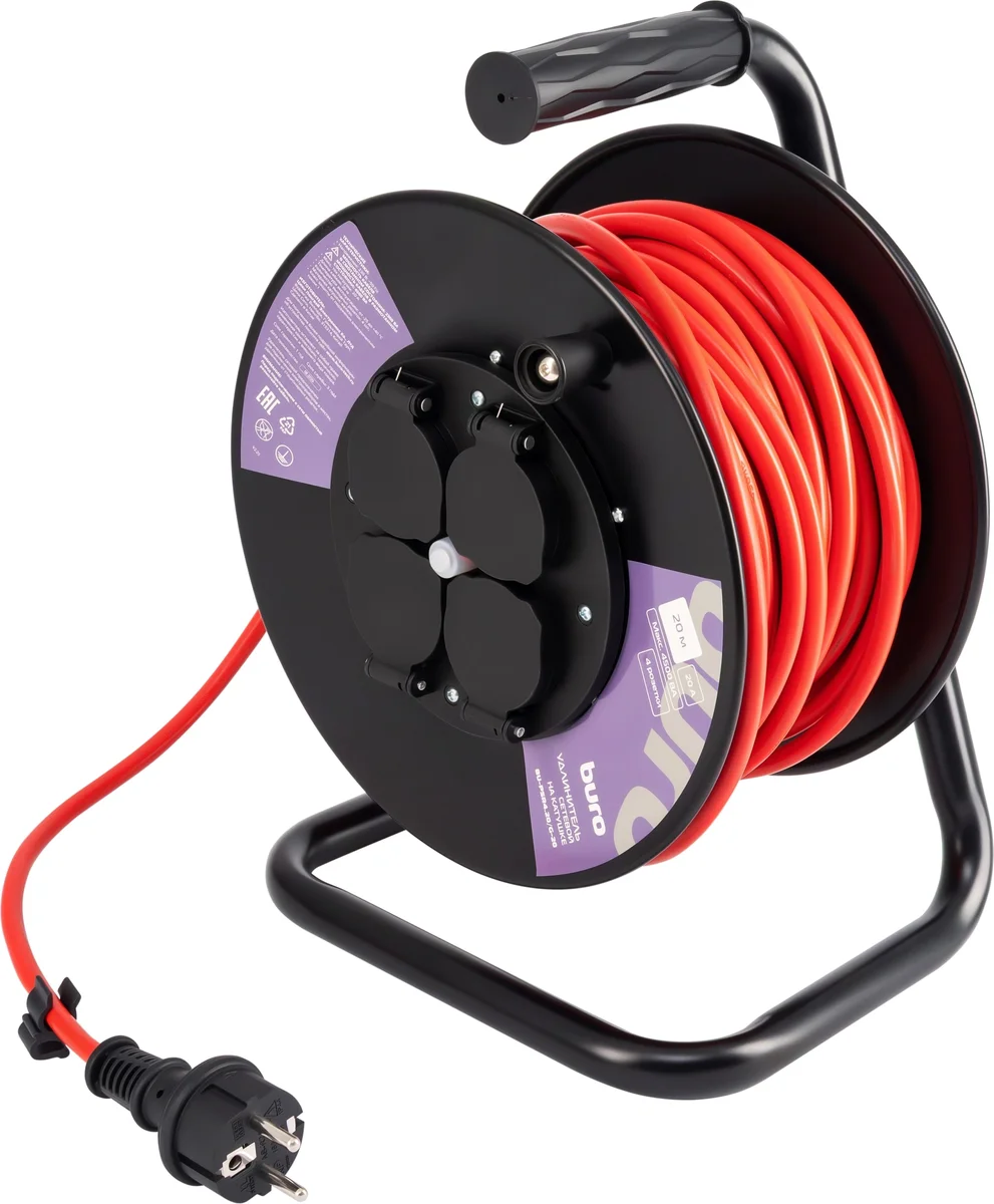 Удлинитель Buro BU-PSR4.30/G-16, 4 розетки, 30 м, 16 А, IP44