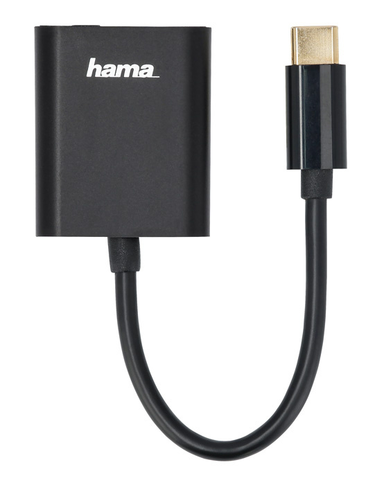 Адаптер HAMA 00135748, USB C — 3,5 мм, USB 2.0, черный