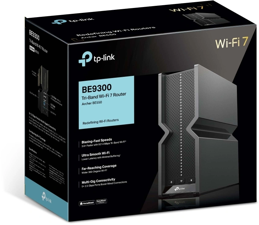Маршрутизатор TP-Link Archer BE550, Wi-Fi 7 BE9300, 2,5 Гбит/с WAN + 4×2,5 Гбит/с LAN