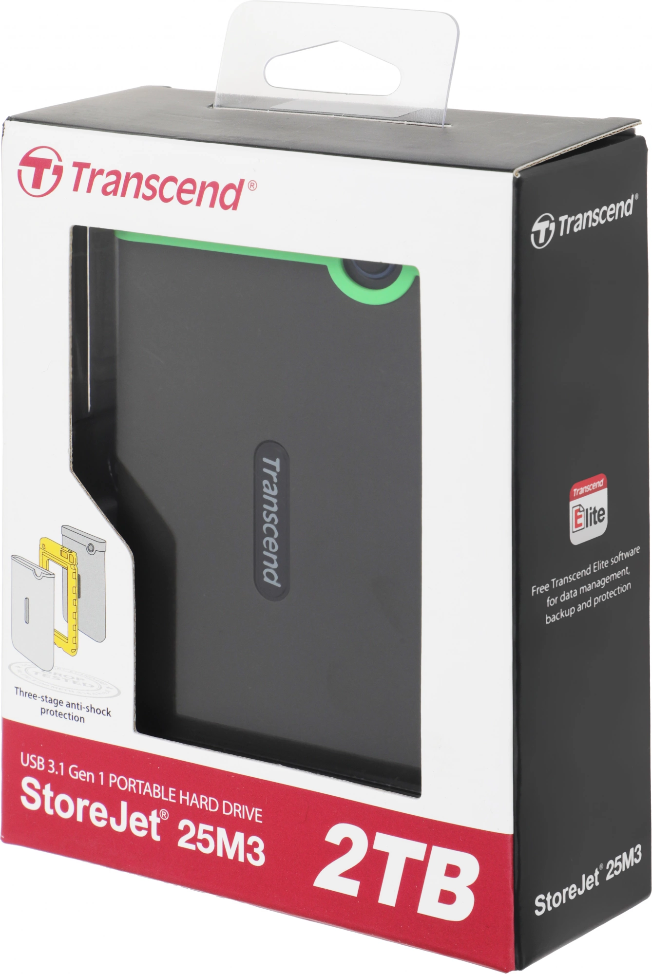 Внешний жесткий диск Transcend StoreJet 25M3S (TS2TSJ25M3S), 2 ТБ, 2.5", USB 3.1 Gen1, 5400 RPM