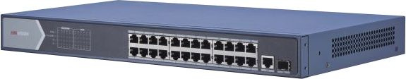 Коммутатор Hikvision DS-3E0526P-E, неуправляемый, 24×1GbE PoE, 1×SFP combo, 370 Вт