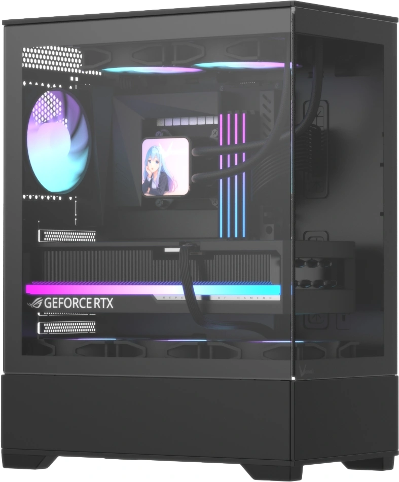 Корпус Formula V Crystal Z1 Plus Black AR V2, ATX, 2×120 мм ARGB сверху, 1×120 мм ARGB сзади