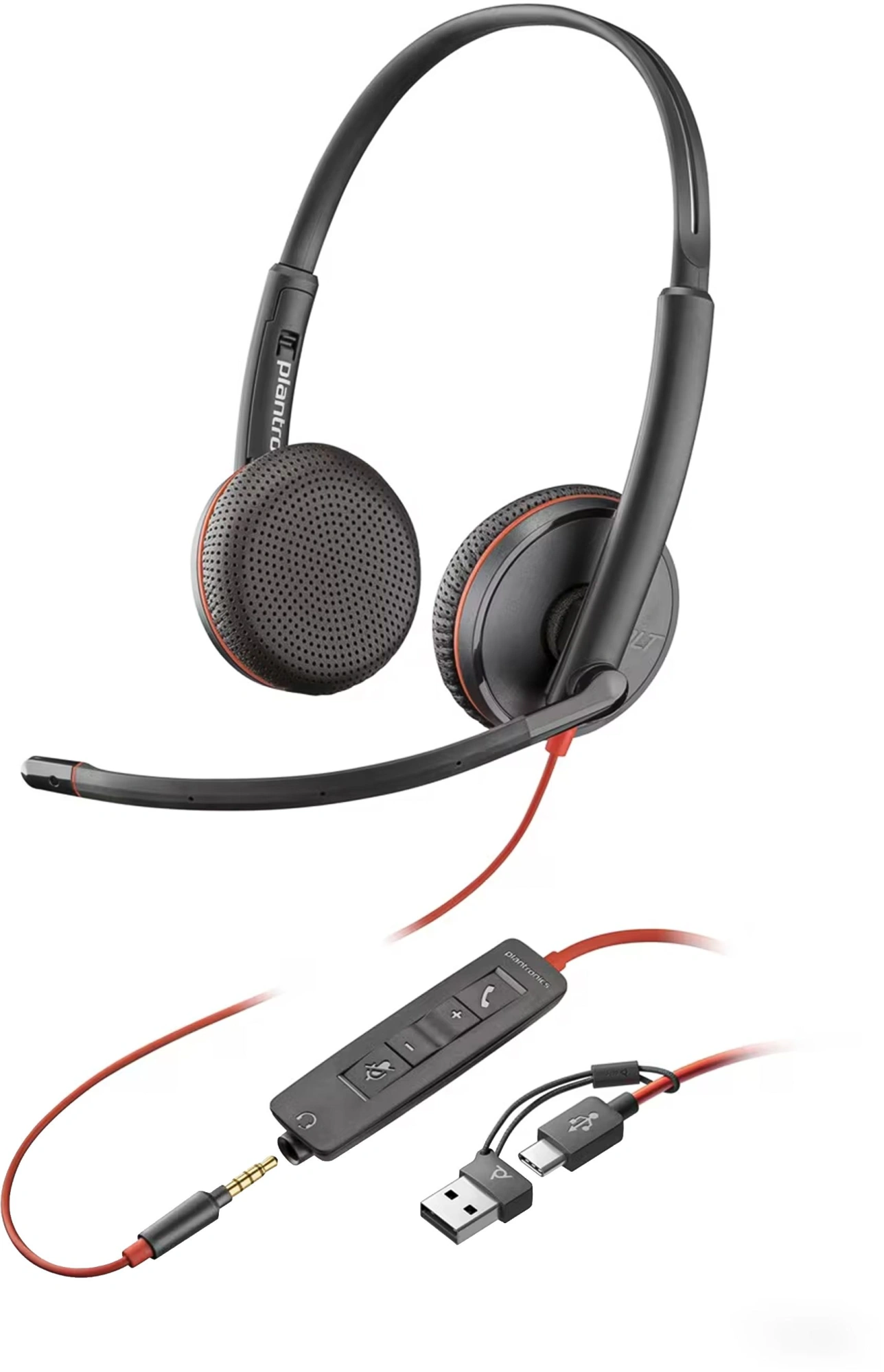 Гарнитура Plantronics Poly Blackwire 3225 Stereo USB-C 8X229A6, накладная, USB-C/3.5 мм