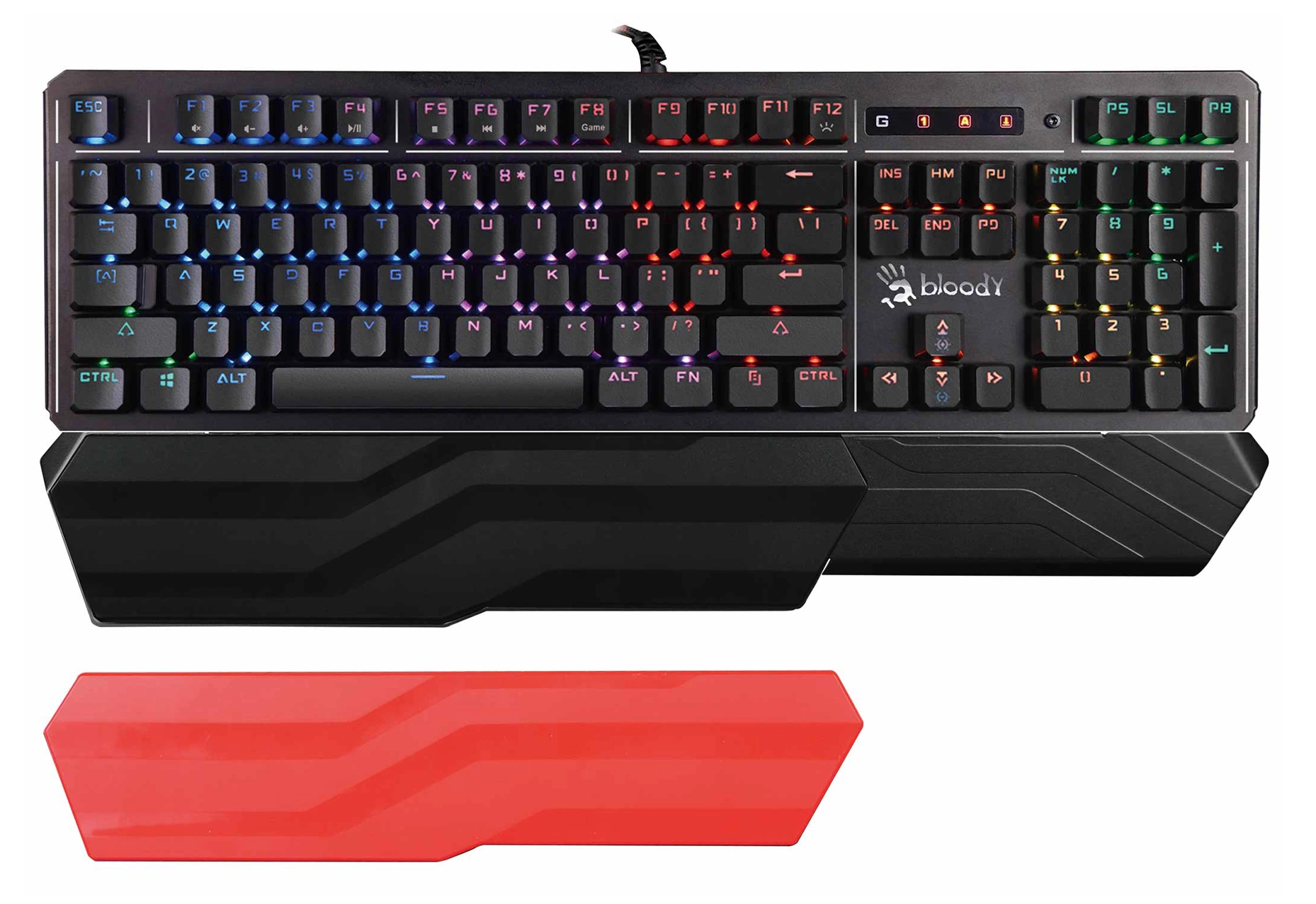 Клавиатура A4Tech B975, механическая, USB, 104 клавиши, подсветка LED