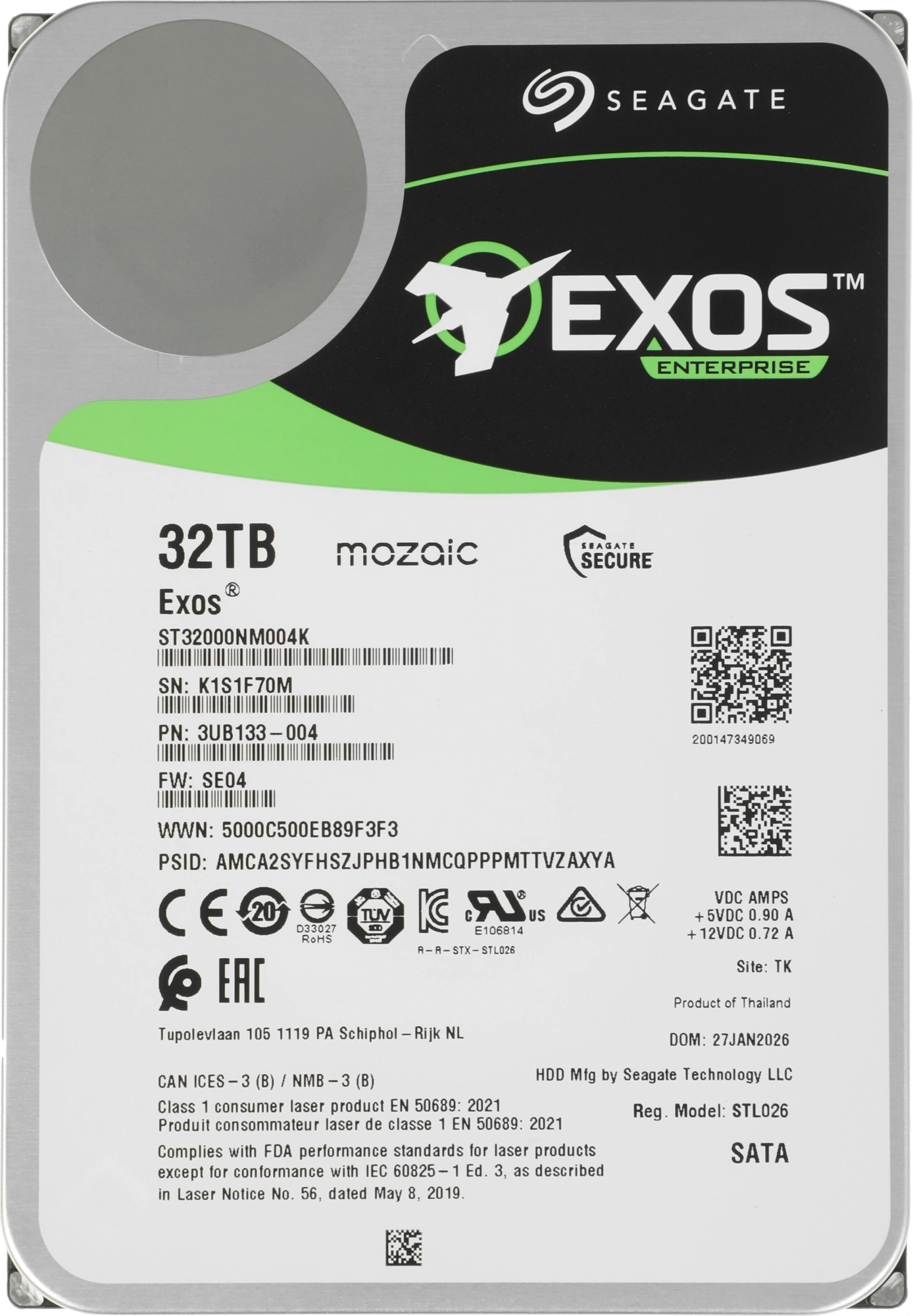 Диск HDD Seagate ST32000NM004K, 32ТБ, 3.5", SATA, 7200rpm