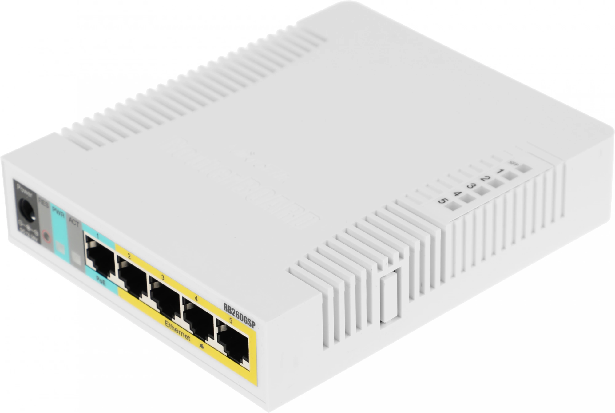 Коммутатор MikroTik RB260GSP (CSS106-1G-4P-1S), 5×1GbE, 1×SFP, PoE