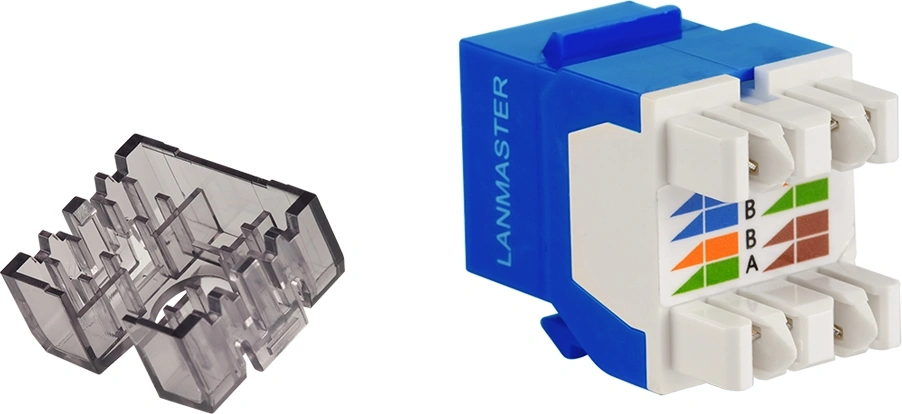 Модуль Keystone LANMASTER LAN-OK45U6/180N-BL, RJ45, кат. 6, неэкранированный, 180°, синий