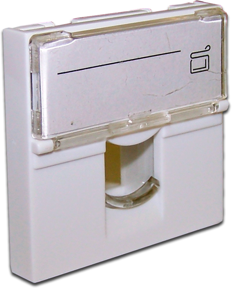 Вставка Lanmaster LAN-SIP-23L-WH, 45×45 мм, 1 модуль Keystone, со шторкой, белая