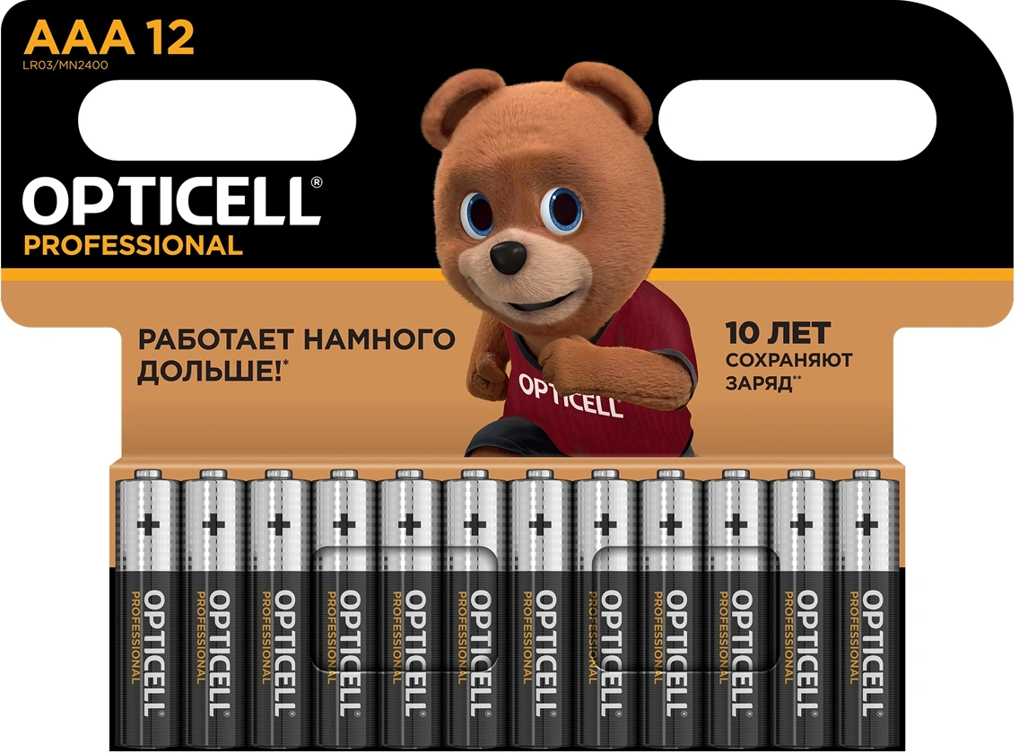 Батарейка OPTICELL Professional LR03 AAA, щелочная, 1.5 В, 12 шт