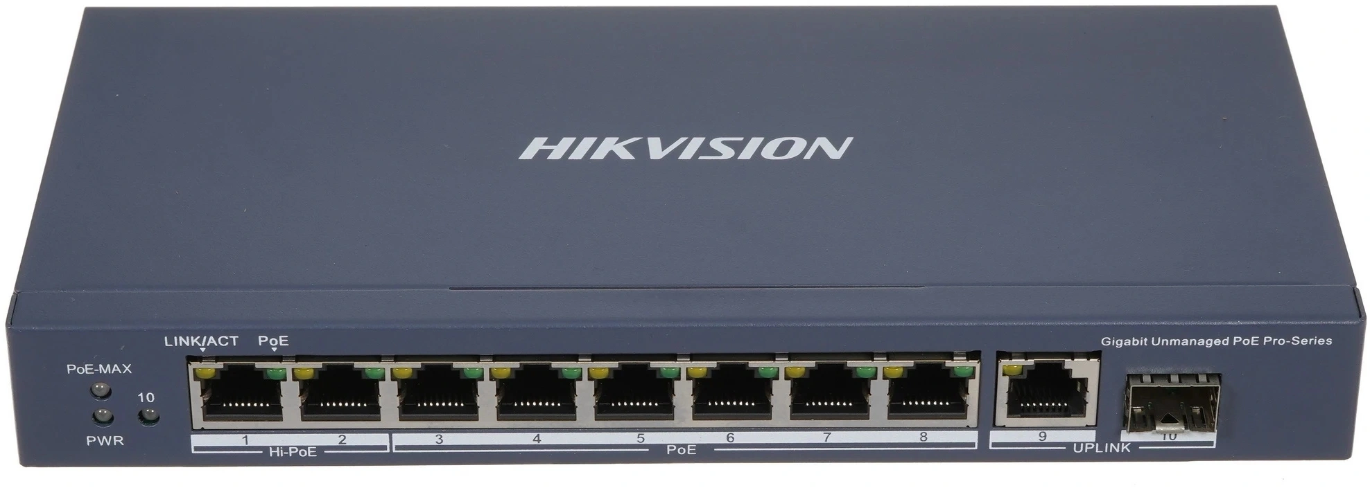 Коммутатор Hikvision DS-3E0510HP-E, 8×1GbE PoE, 1×SFP, 110W
