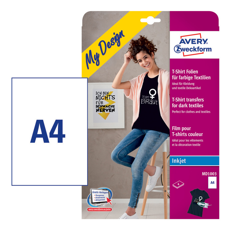 Пленка Avery Zweckform MD1003, A4, 196 г/м², 4 листа, белая матовая