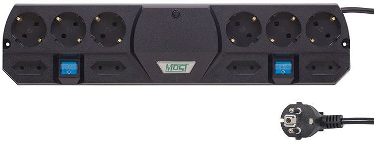 Сетевой фильтр MOST TRG-Ч-5 М, 10 розеток, 5 м, 2200 Вт