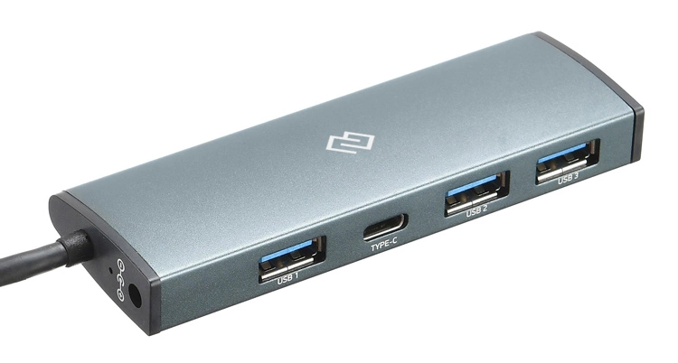 USB-концентратор Digma HUB-3U3.0С-UC-G, USB-C, 3×USB 3.0 + 1×USB-C, пассивный