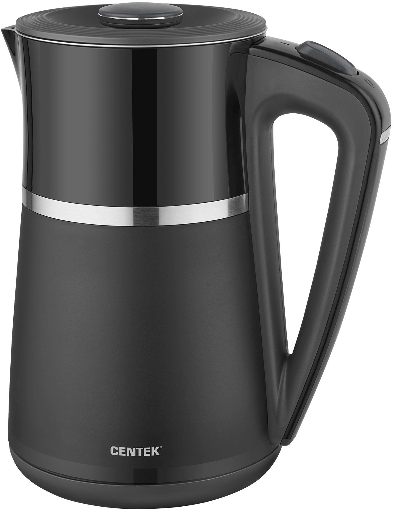 Чайник электрический Centek CT-0028, 1.7 л, 2200 Вт, чёрный, скрытый нагревательный элемент