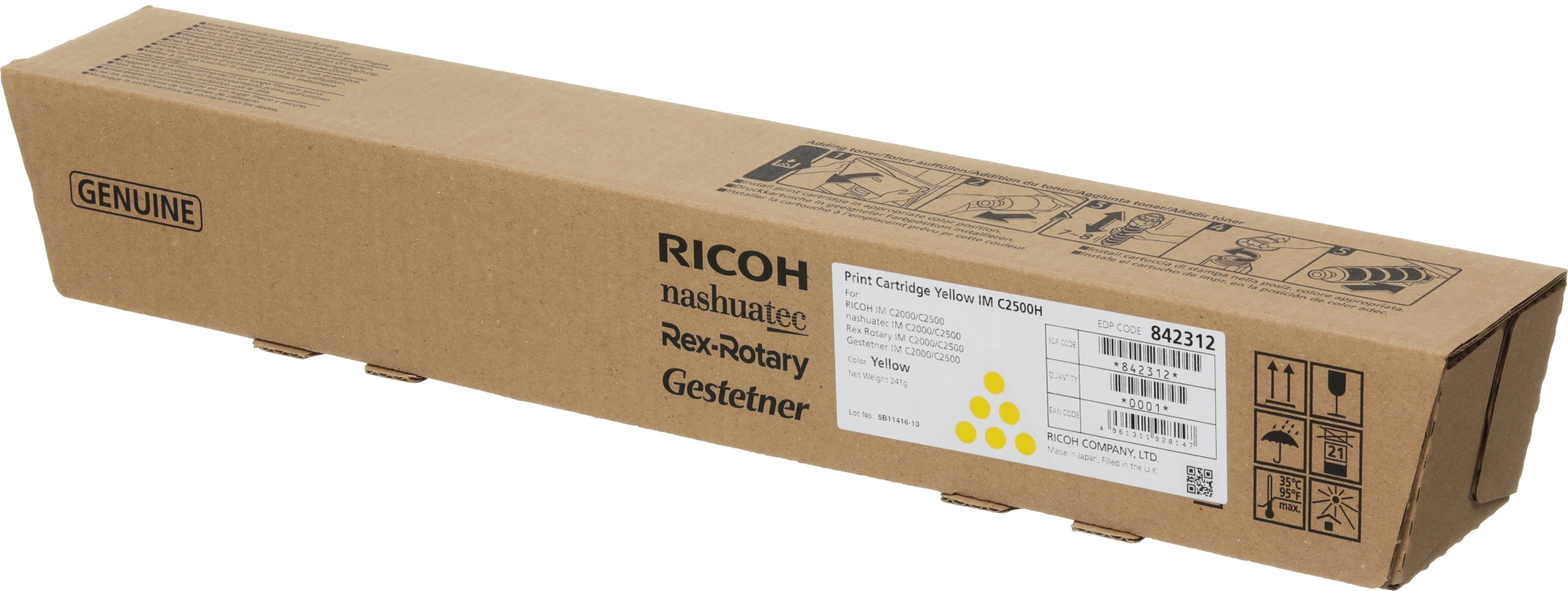 Тонер-картридж Ricoh 842312 (IM C2500H), жёлтый, для IM C2000/IM C2500