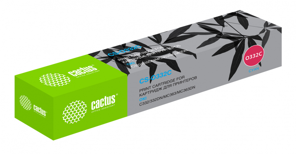 Картридж Cactus CS-O332C для OKI C332/MC363, голубой, 3000 стр., с чипом