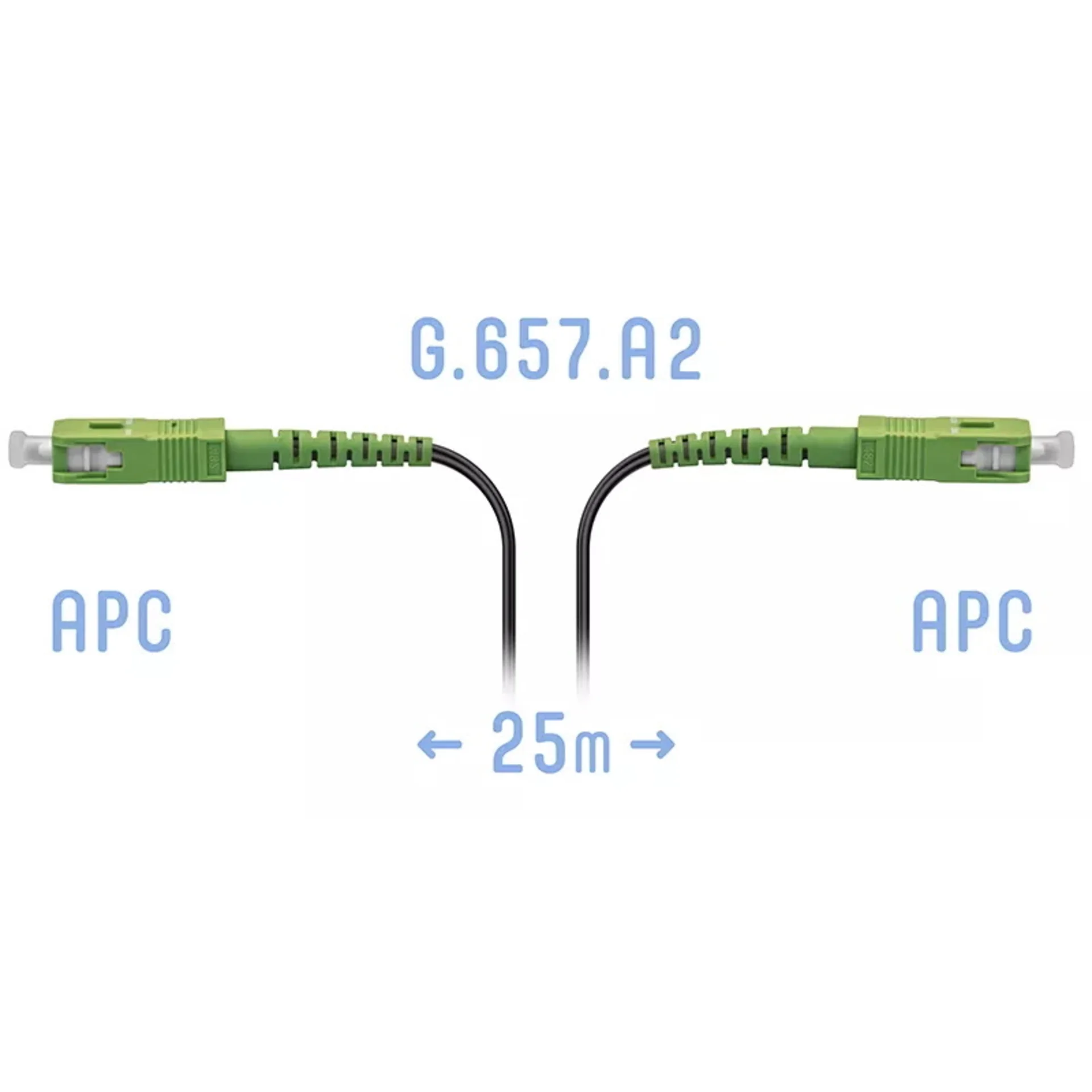 Патчкорд оптический SNR SNR-PC-FTTH-SC/APC-E-25m, FTTH SC/APC, SM, 25м