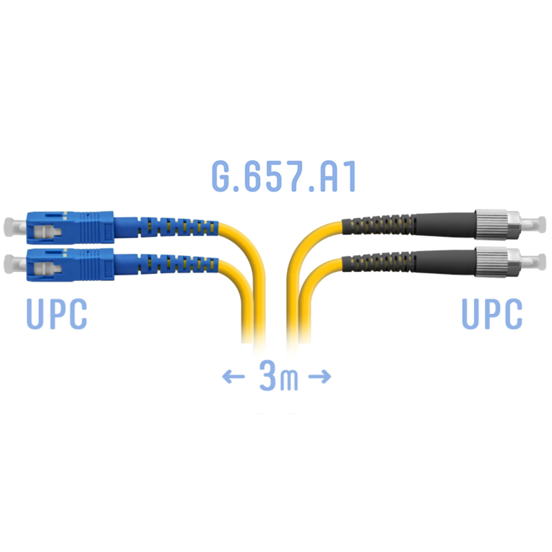 Патч-корд оптический SNR SNR-PC-FC/UPC-SC/UPC-DPX-A-3m, FC/UPC-SC/UPC, SM, 3м