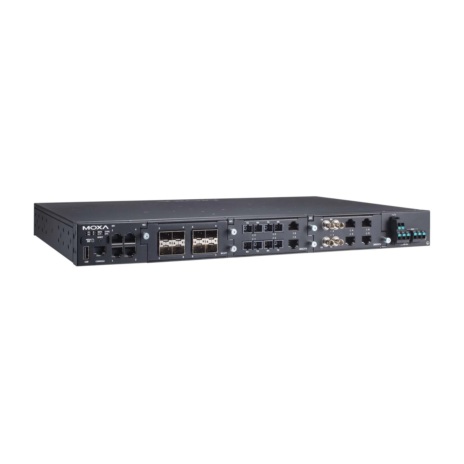 Коммутатор MOXA RKS-G4028-4GT-2LV-T, модульный, 4×1GbE, 28 портов