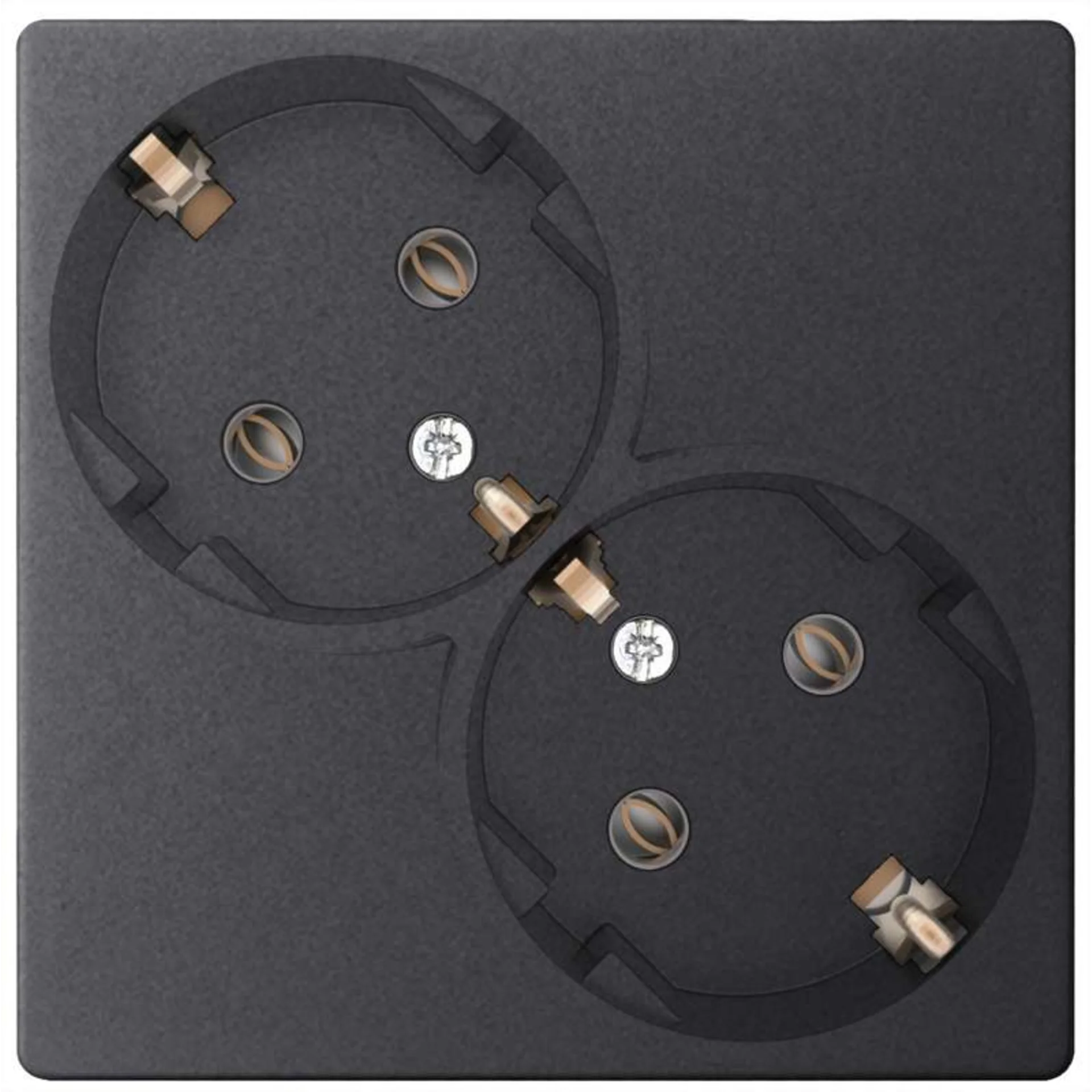 Розетка Simon 2450459-038, 2-мест., 16А, IP20, Schuko, графит