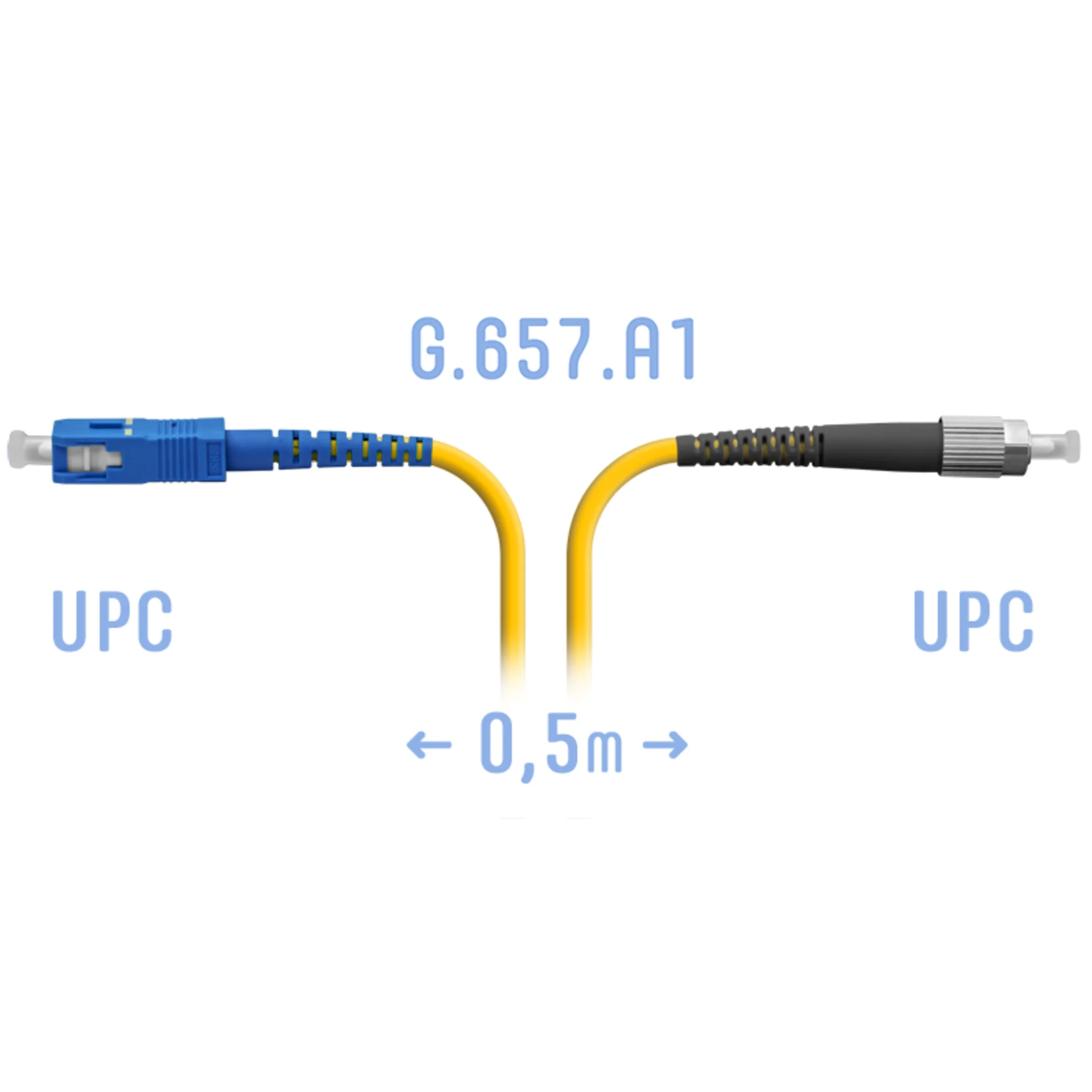 Патч-корд оптический SNR SNR-PC-FC/UPC-SC/UPC-A-05m, SM G.657.A1, FC/UPC–SC/UPC, 0,5 м