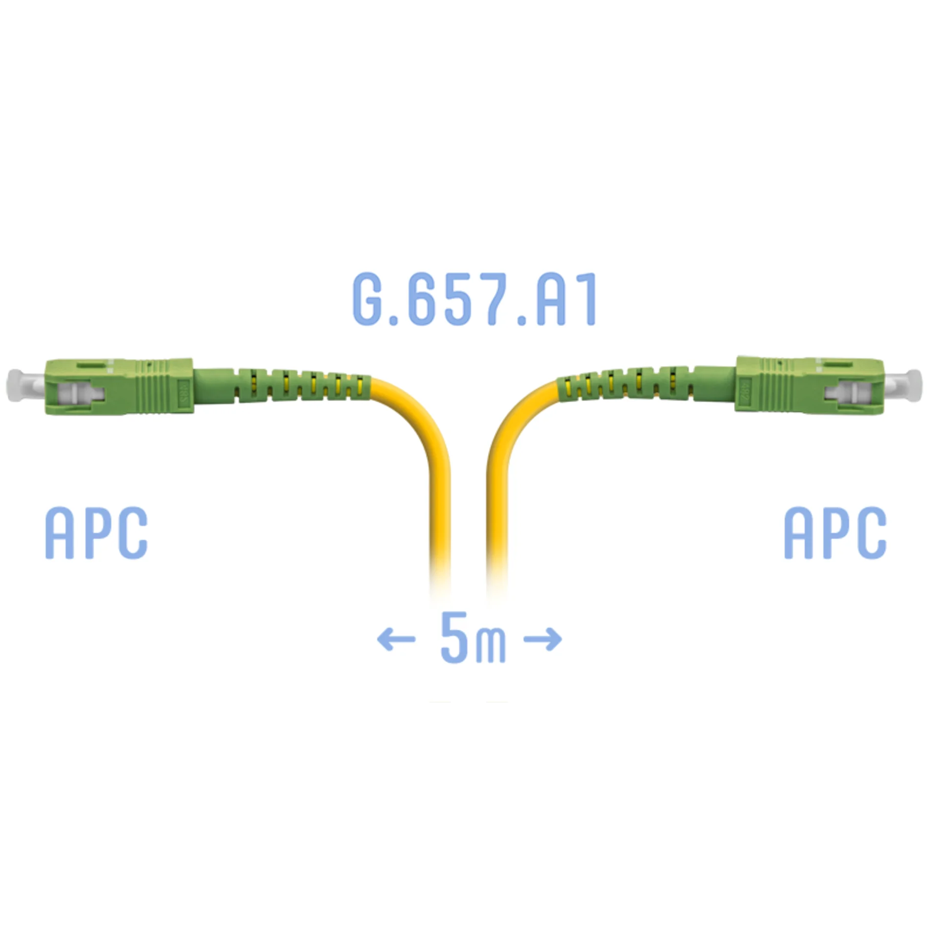 Патч-корд оптический SNR SNR-PC-SC/APC-A-5m, SC/APC-SC/APC, Simplex, SM, 5м