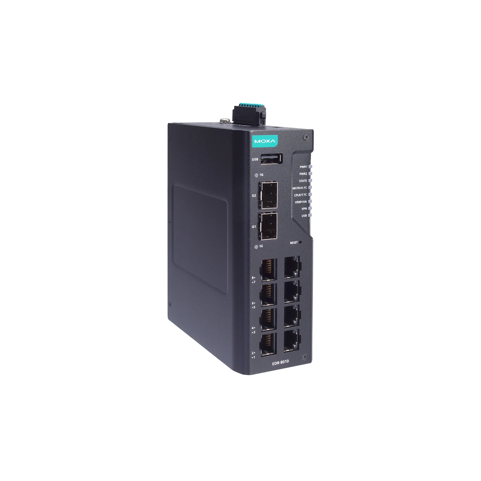 Маршрутизатор MOXA EDR-8010-2GSFP, 8×FE, 2×GbE SFP, Firewall/NAT