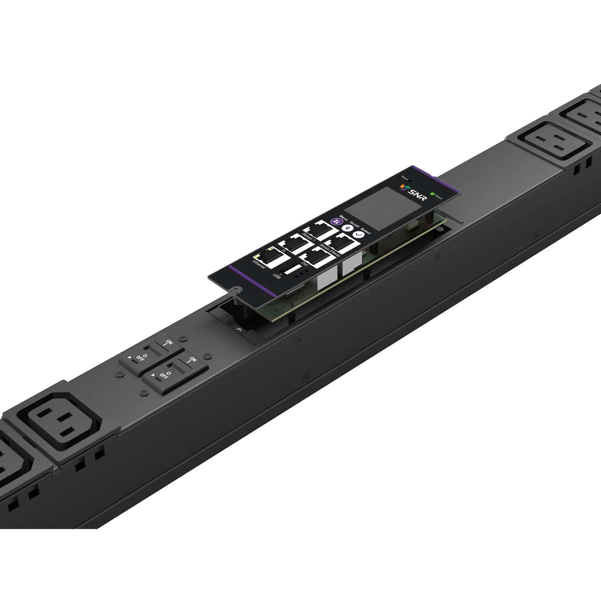 Блок розеток PDU SNR SNR-PDU-C-18A06B-32L3, switched, 18×C13+6×C19, 32A, 3-фазный, вертикальный