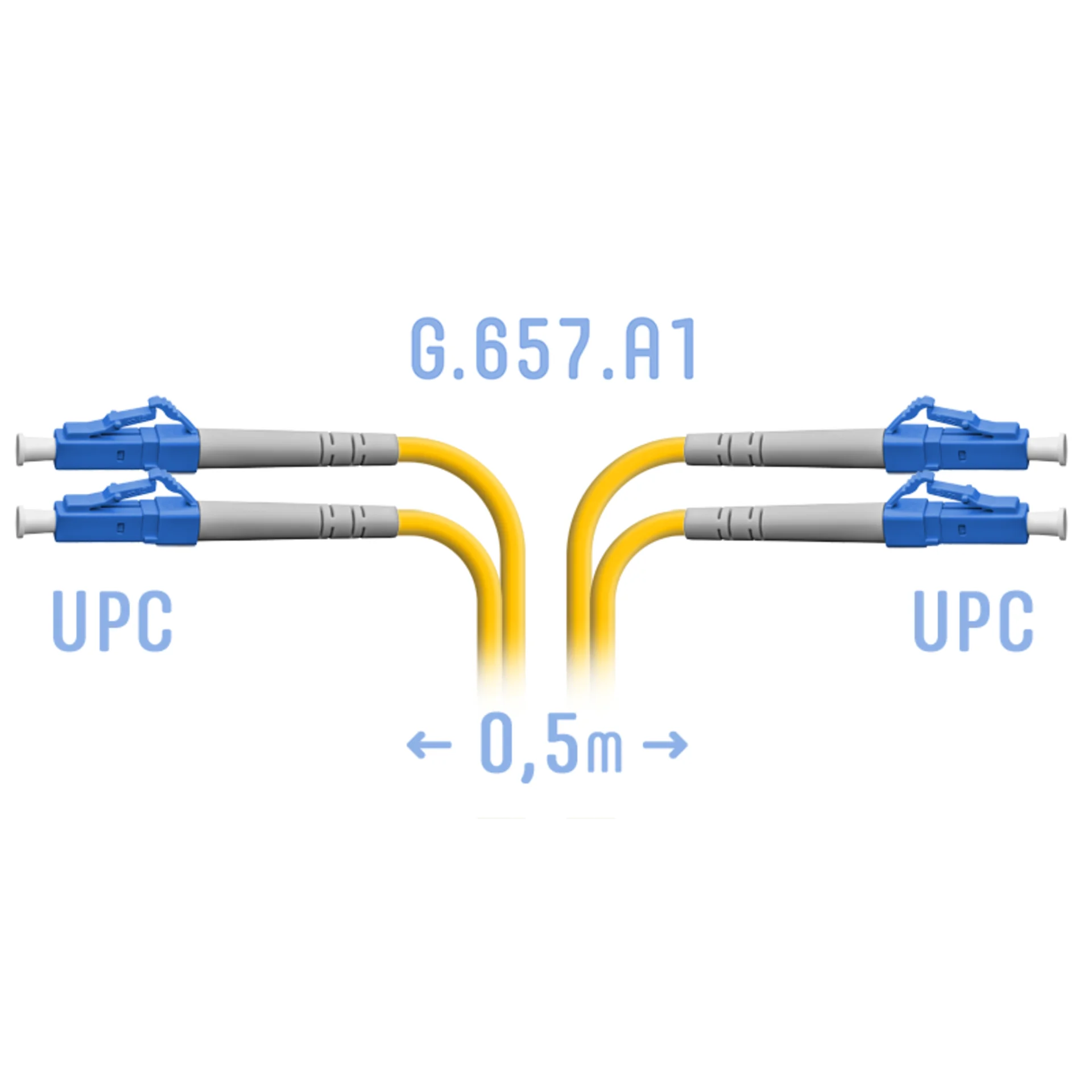 Патч-корд оптический SNR SNR-PC-LC/UPC-DPX-A-0.5m, LC/UPC–LC/UPC, SM G.657.A1, duplex, 0,5 м