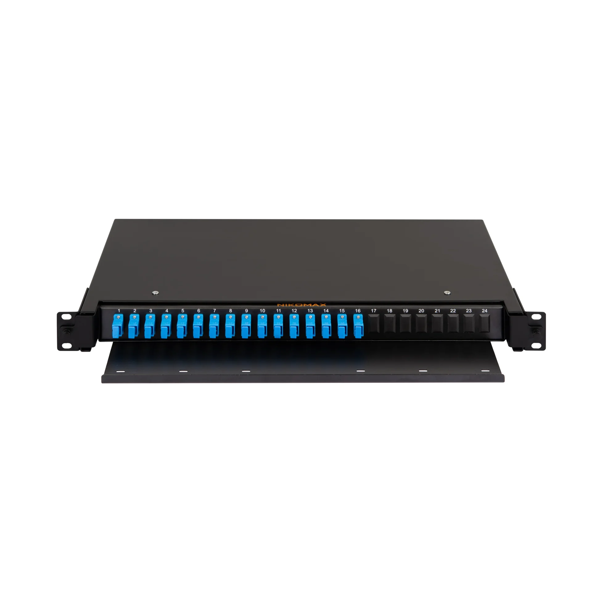 Оптический кросс NIKOMAX NMF-RP16SCUS2-TS-P1-1U-BK, 19", 1U, 16xSC/UPC, SM OS2