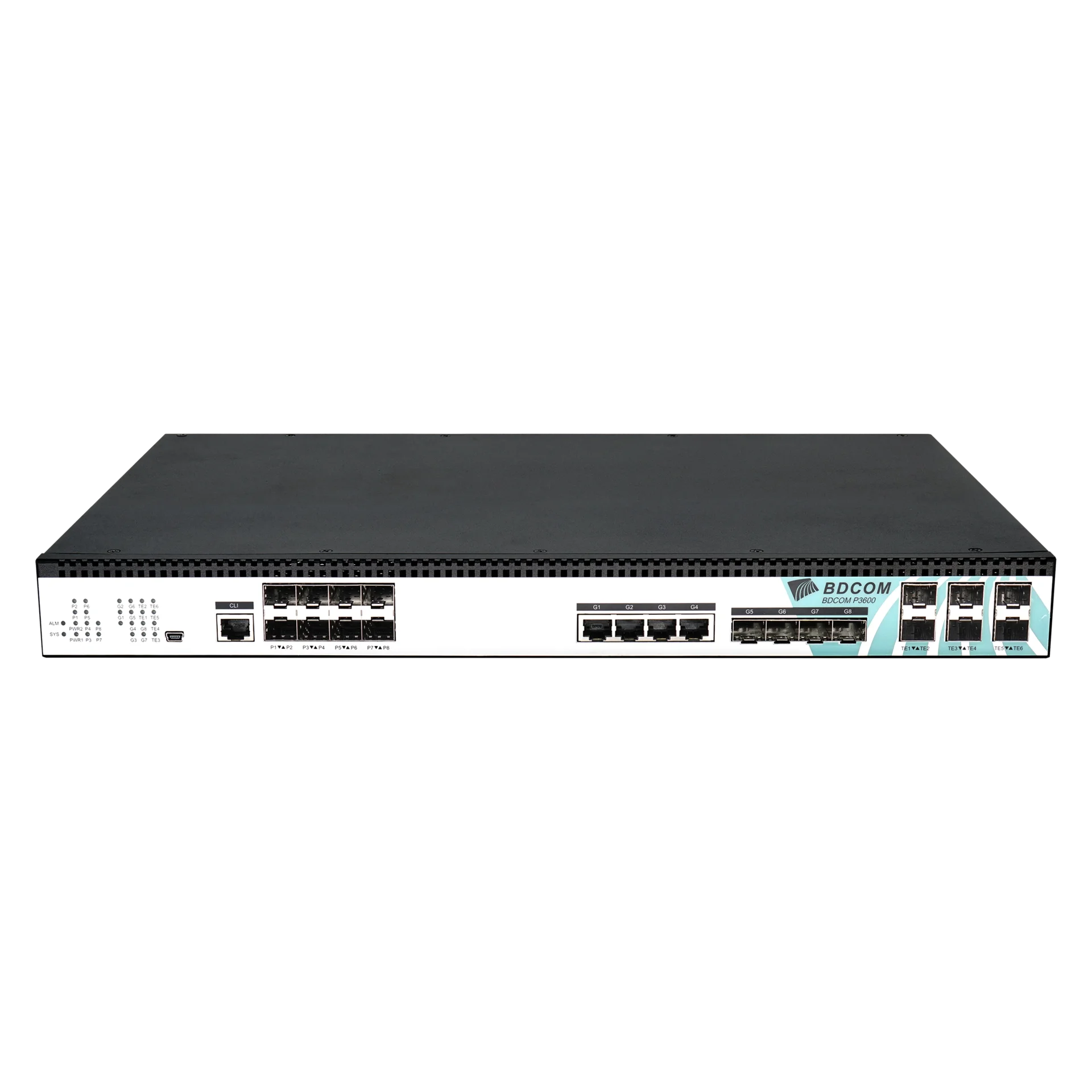 OLT BDCOM P3600-08E-2AC, 8×GEPON, 4×GbE, 4×SFP, 6×SFP+