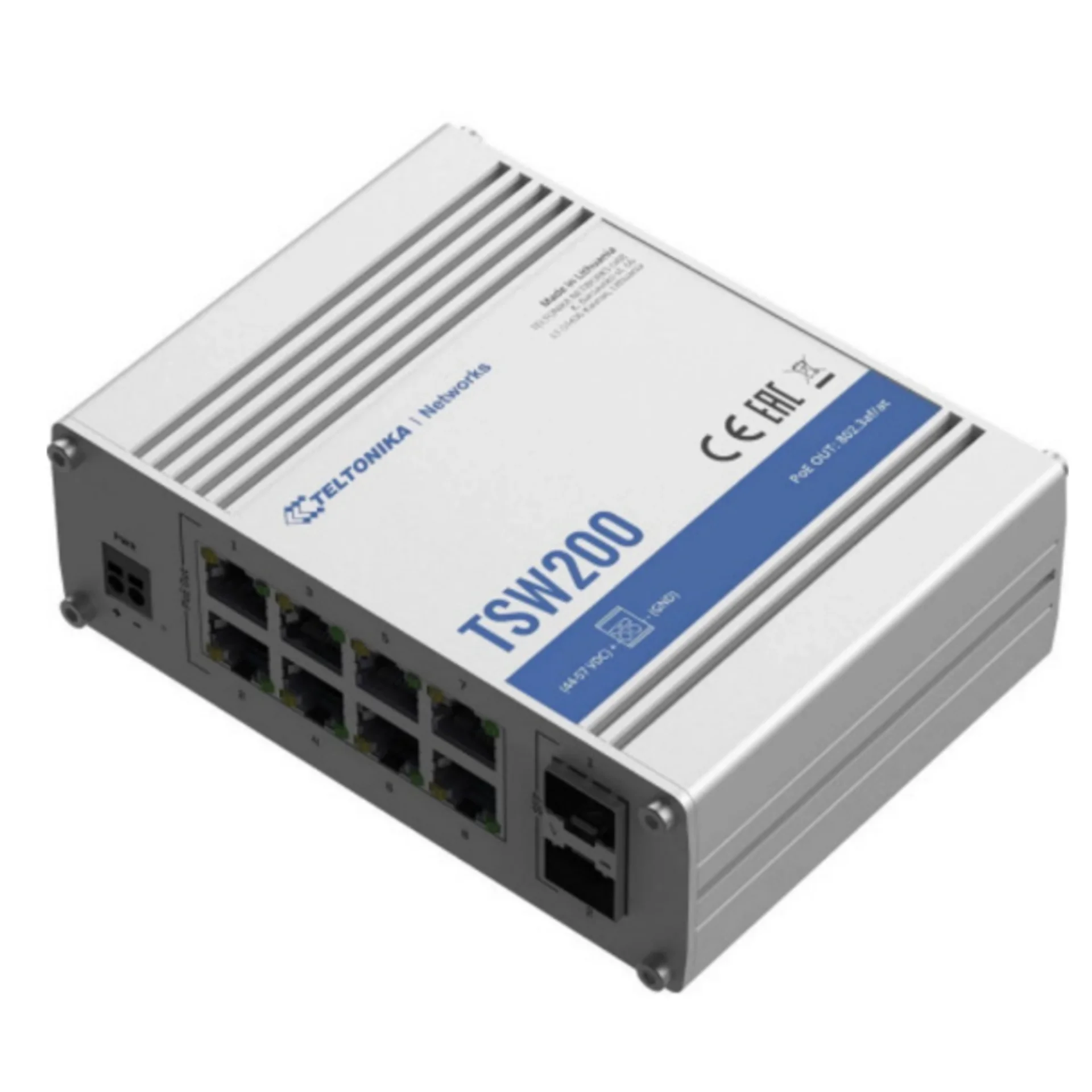 Коммутатор Teltonika TSW200000010, 8×1GbE PoE+, 2×SFP, неуправляемый