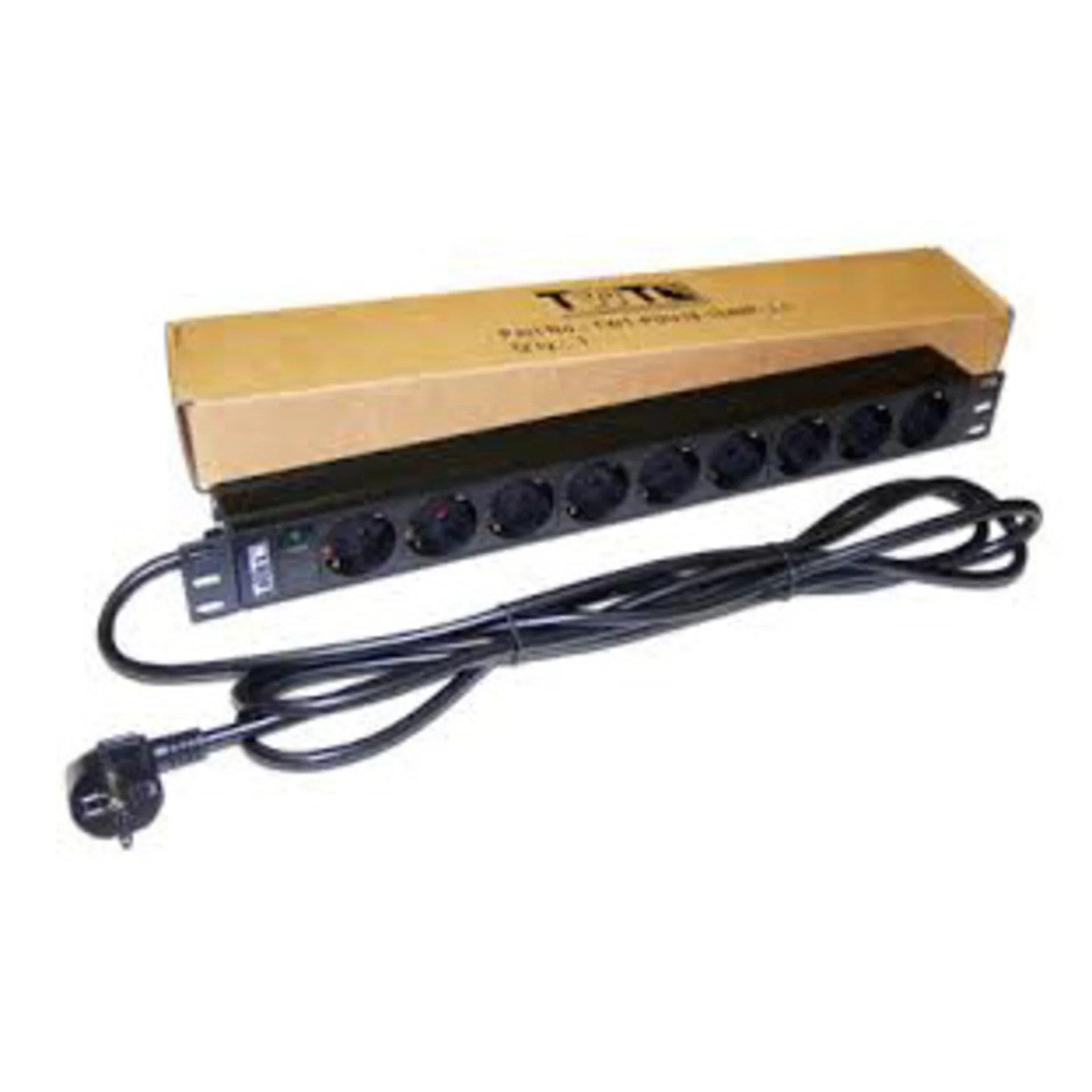 Блок распределения питания LANMASTER TWT-PDU19-16A9P-3.0, 19", 9×Schuko, 16 А, 3 м