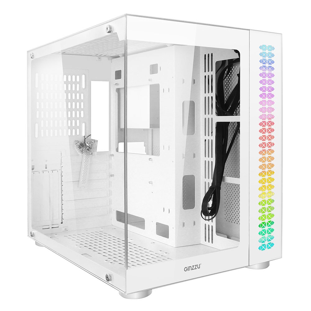 Корпус GINZZU V580, MidiTower, Micro-ATX/Mini-ITX, стекло, белый