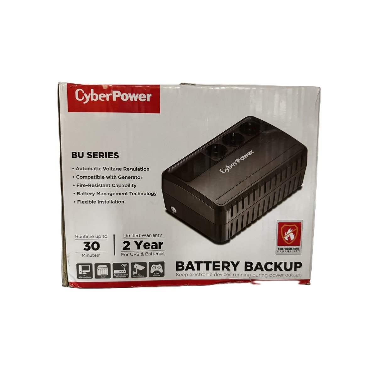 ИБП CyberPower BU600E, интерактивный, 0,6 кВ·А, 3 розетки, 220 В